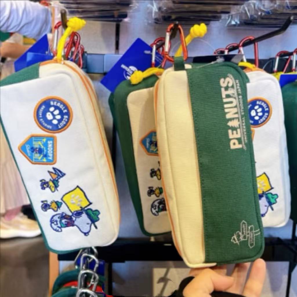 日系USJ大阪环球影城卡通史努比笔袋帆布刺绣铅笔文具收纳包