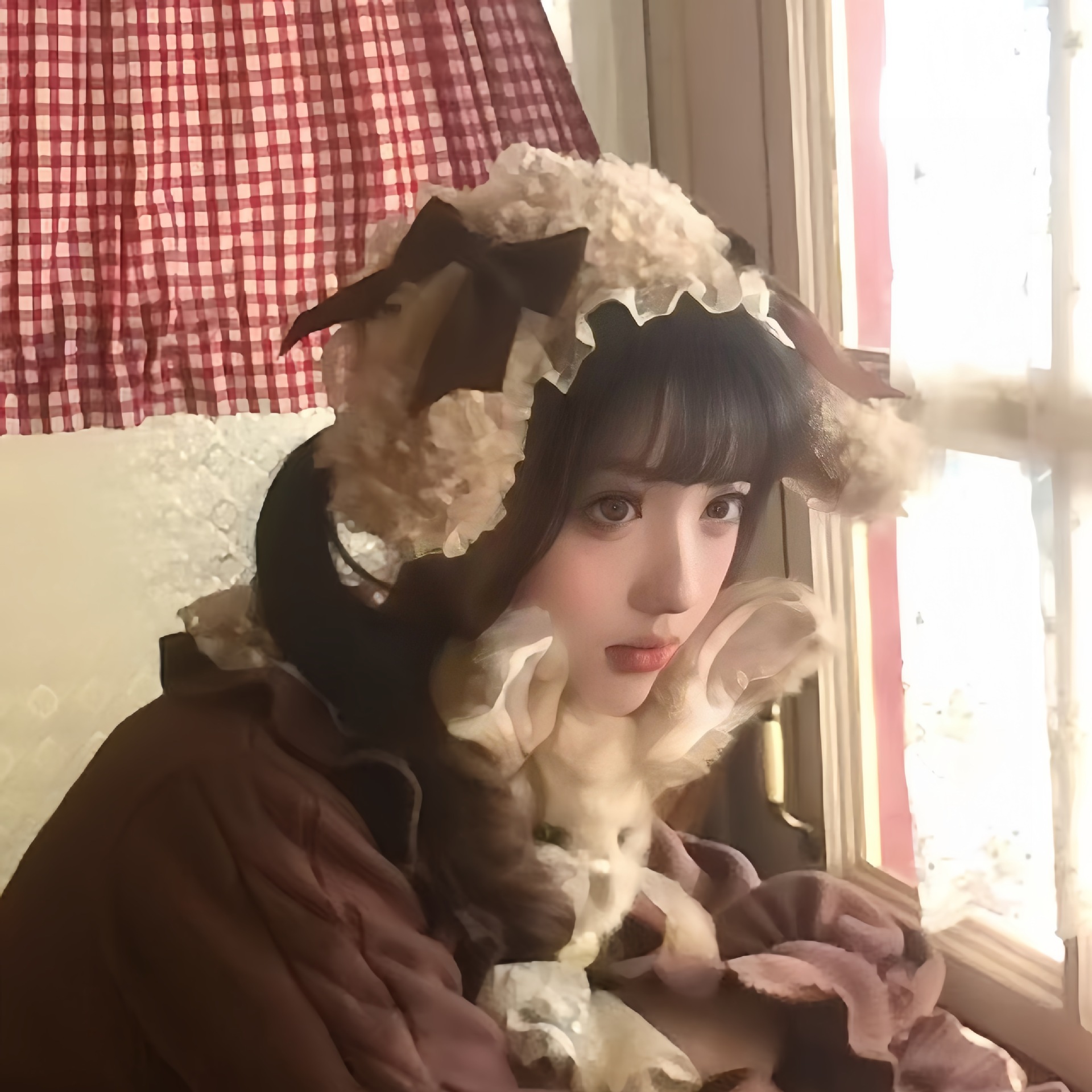 可爱蝴蝶结小狗耳朵毛绒发带女Lolita发箍拍照日系头箍发卡头饰