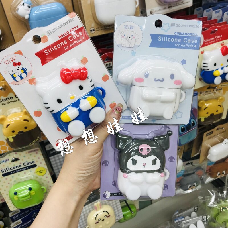 日本三丽鸥kitty玉桂狗库洛米airpods 4第四代苹果耳机壳硅胶防摔