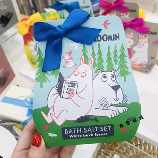 现货日本MOOMIN姆明限定美肌舒缓疲劳保湿浴盐礼品套装白桦林木香