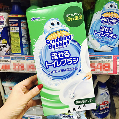 日本庄臣无死角带清洁剂厕所卫生间一次性刷头可抛可冲马桶刷套装