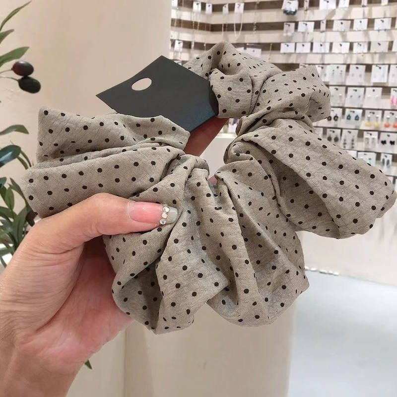 纯棉森女棉麻新款饰品圈超仙头潮流圆点大号饰品发圈韩版布艺大肠