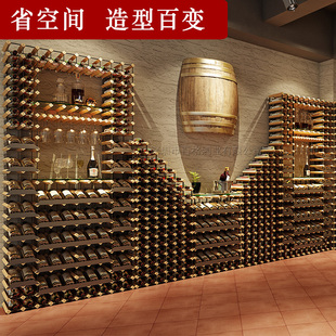 酒柜现代简约木靠墙落地酒吧酒窖酒庄红酒展示架轻奢极简酒架定制