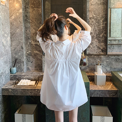 白色衬衫女设计感小众宽松衬衣