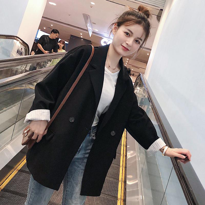 黑色西装外套女2025新款韩国宽松休闲小西装小个子炸街小西服上衣