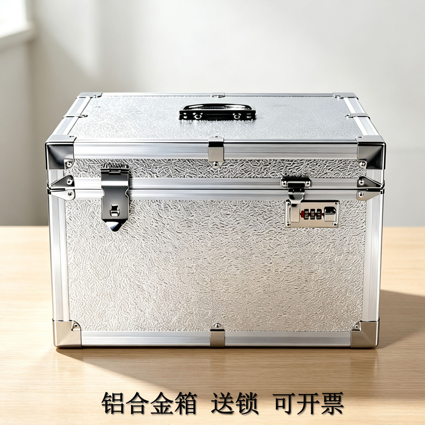 铝合金收纳箱加厚手提文件箱带锁多功能档案箱密码箱储物箱收钱盒