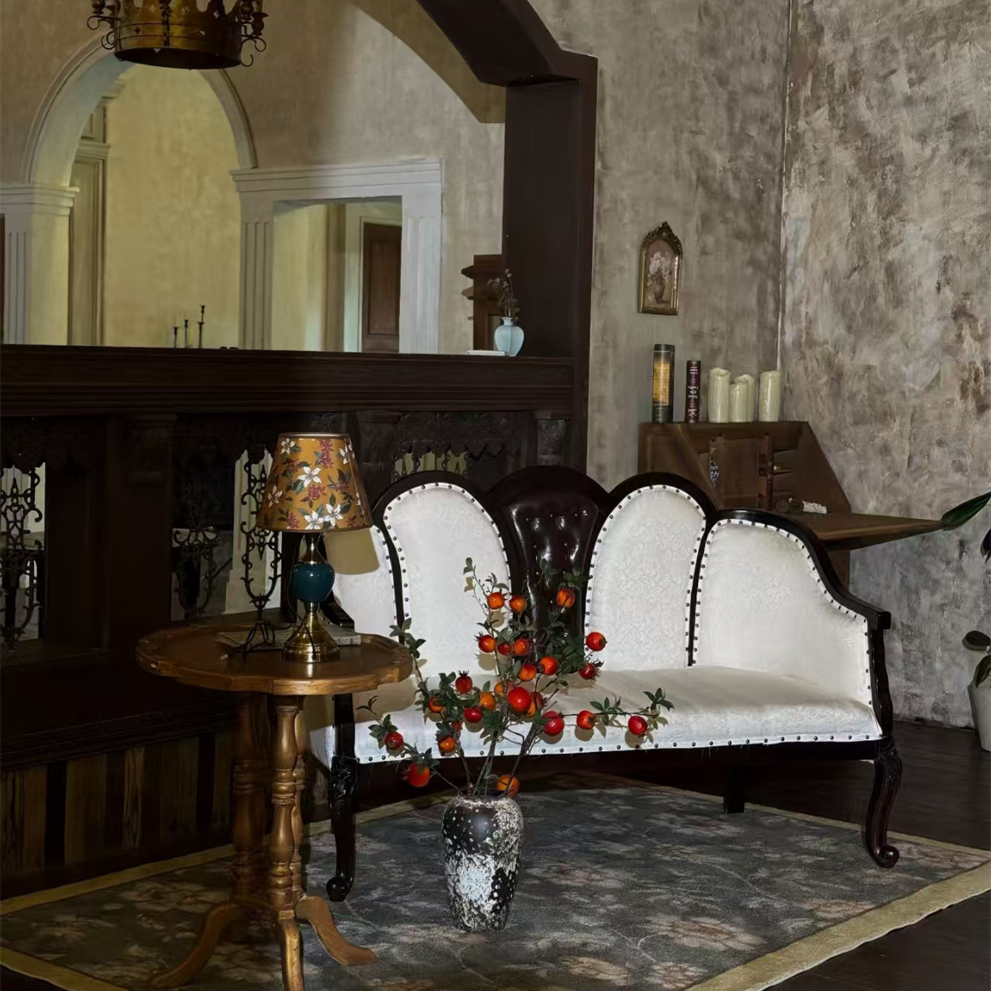 影楼婚纱写真拍照实木沙发定做复古法式美式摄影棚拍摄沙发雕花