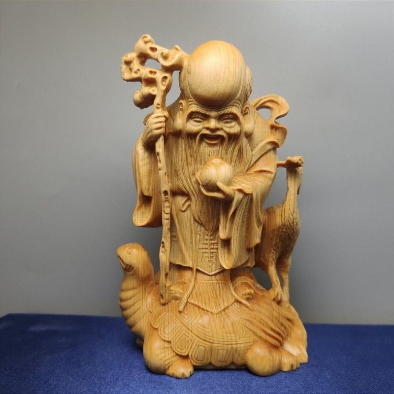 崖柏木雕寿星祝贺寿摆件