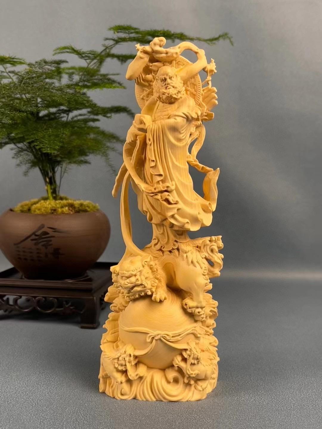 小叶黄杨木雕达摩祖师佛像摆件