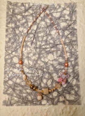 原创设计进口捷克琉璃肉粉色系蝴蝶系列女小众设计感高级轻奢项链