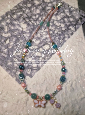 精致小众手工纯S925银进口琉璃绿色系列简约女项链