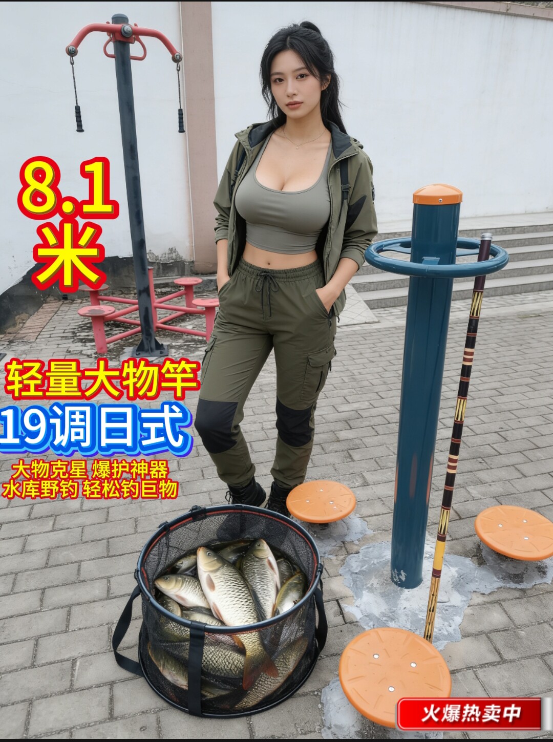 日式二手8.1米19调超轻超硬台钓竿鲢鳙草鱼巨物竿水库湖江钓大鱼