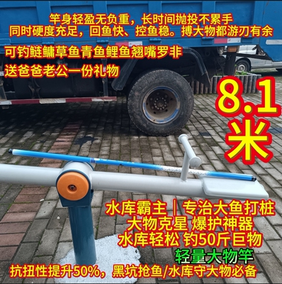 日式二手8.1米钓鱼竿超轻超硬长节手竿高碳台钓竿野钓轻量大物竿