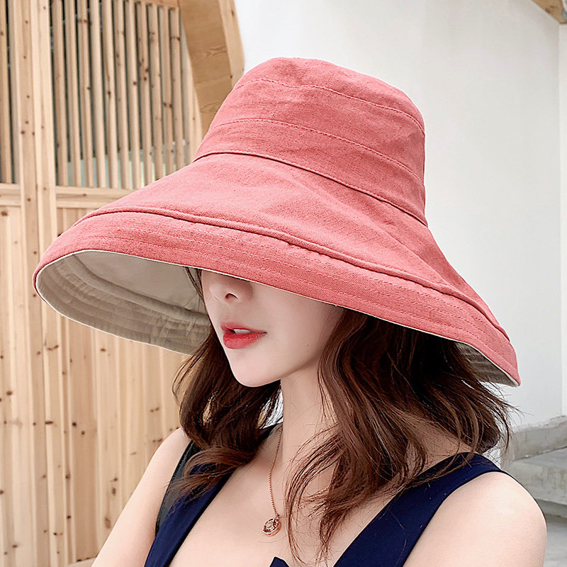 帽子女春秋渔夫帽双面文艺韩版日系小清新夏遮阳防晒盆帽太阳帽