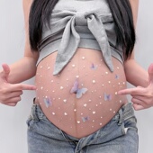 孕妇肚皮贴自粘珍珠彩色钻石造型贴纸居家拍照道具孕肚写真照装 饰