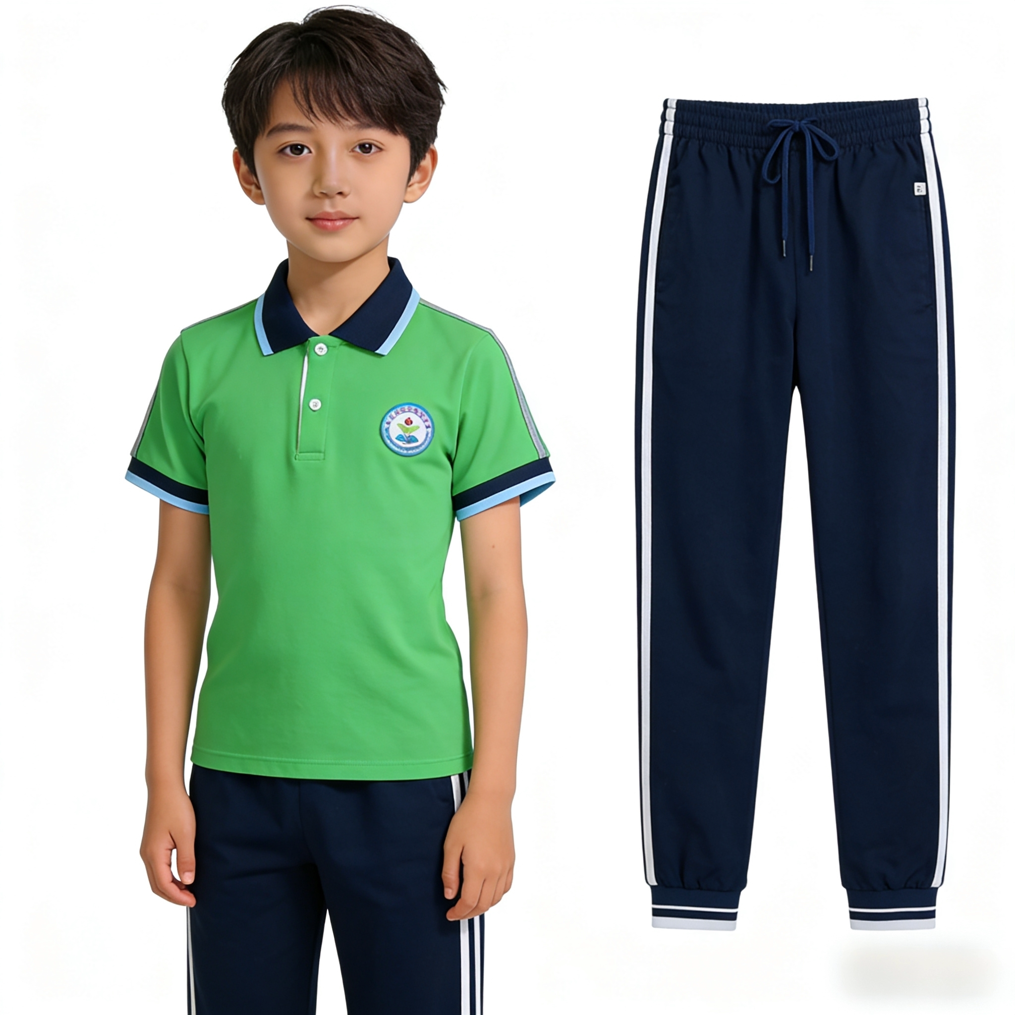 东莞市虎门嘉胜实验学校小学生校服短袖短裤秋长裤棉舒服