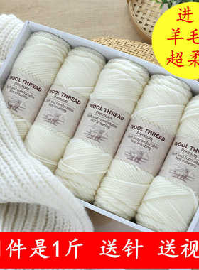 进口245粗毛线羊毛棒针围巾帽子线团手工diy编织外套毛衣外贸线