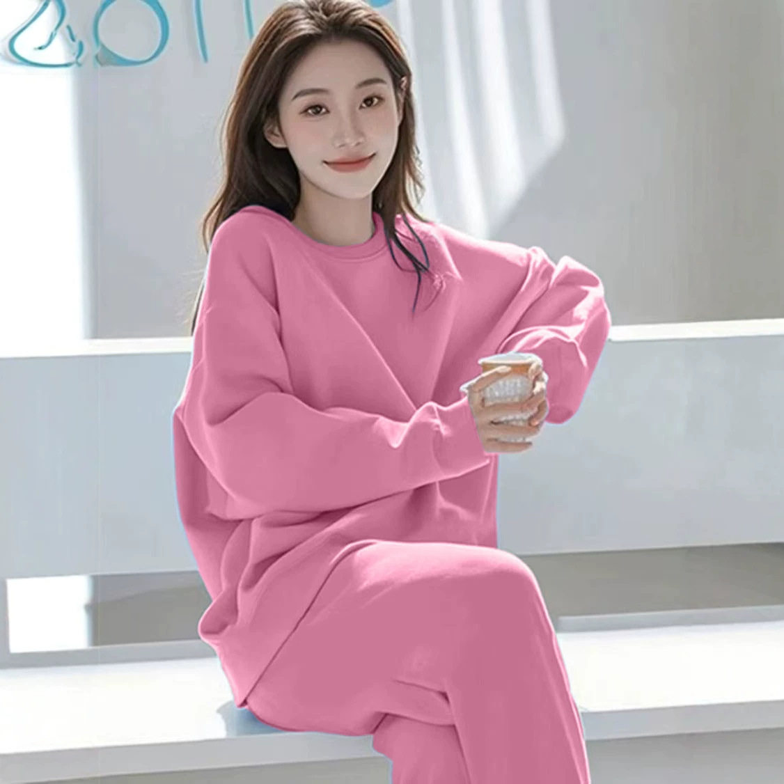 女装韩版秋冬加绒运动服胖MM早休闲运动套装