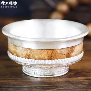 精工银坊足银999蒙古碗纯银碗银奶茶碗敬酒碗饭碗银餐具送礼自用