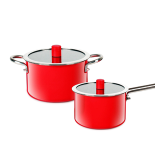 sohome珐琅瓷釉不锈钢两件套奶锅汤锅炖锅燃气灶电磁炉烤箱包邮