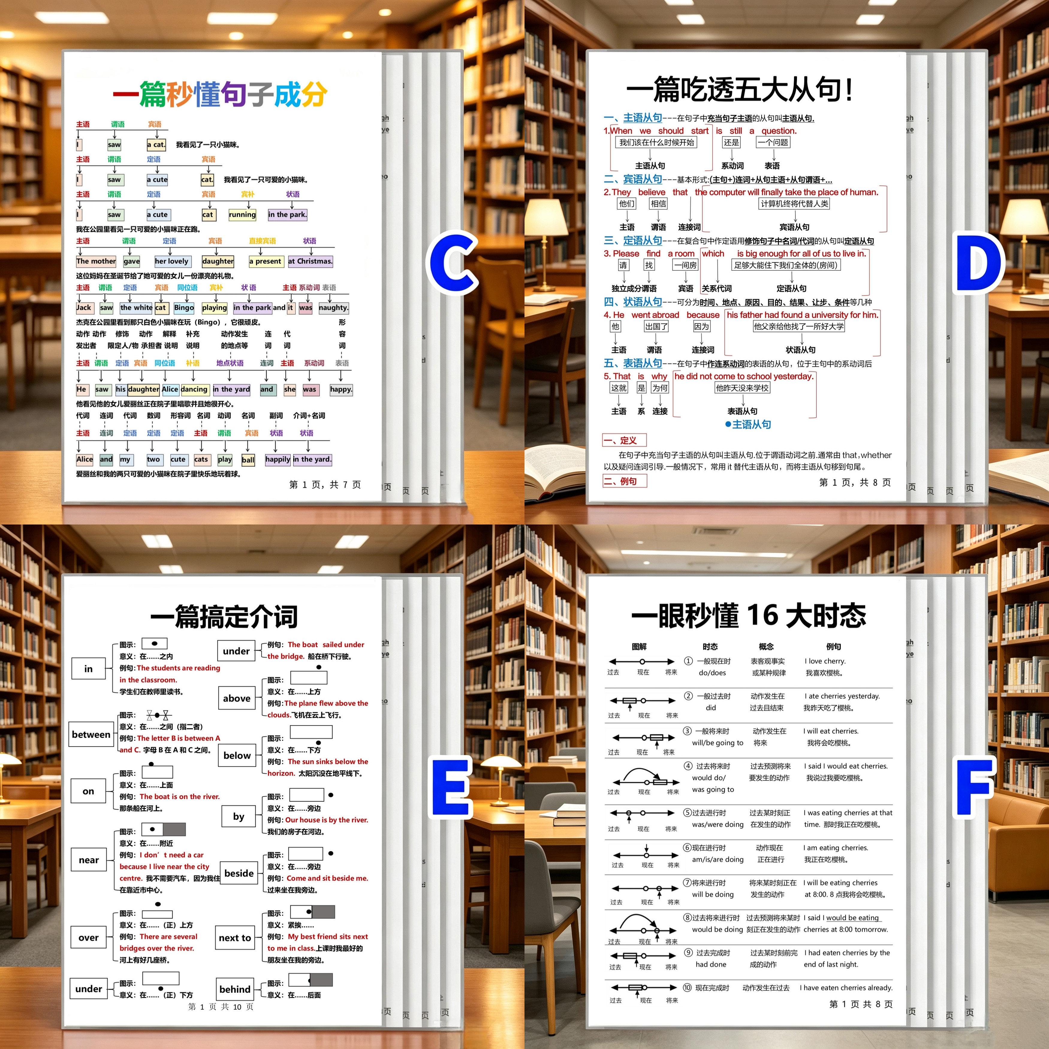 英语语法16大时态介词从句句子成分资料汇总初中小学全套学习卡片