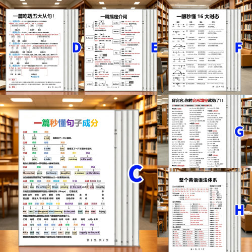 英语语法体系16大时态介词从句句子成分初中小学资料全套学习卡片