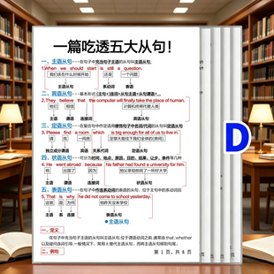 英语语法一篇吃透五大从句知识点汇总初高中语法复习A4塑封卡片