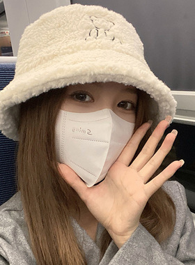帽子女冬季渔夫帽韩版保暖冷帽可爱羊羔毛泰迪绒帽子显脸小盆帽潮