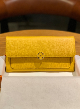 黄色钱包招财女2025新款长款钱夹真皮多功能夏季小众设计牛皮手拿