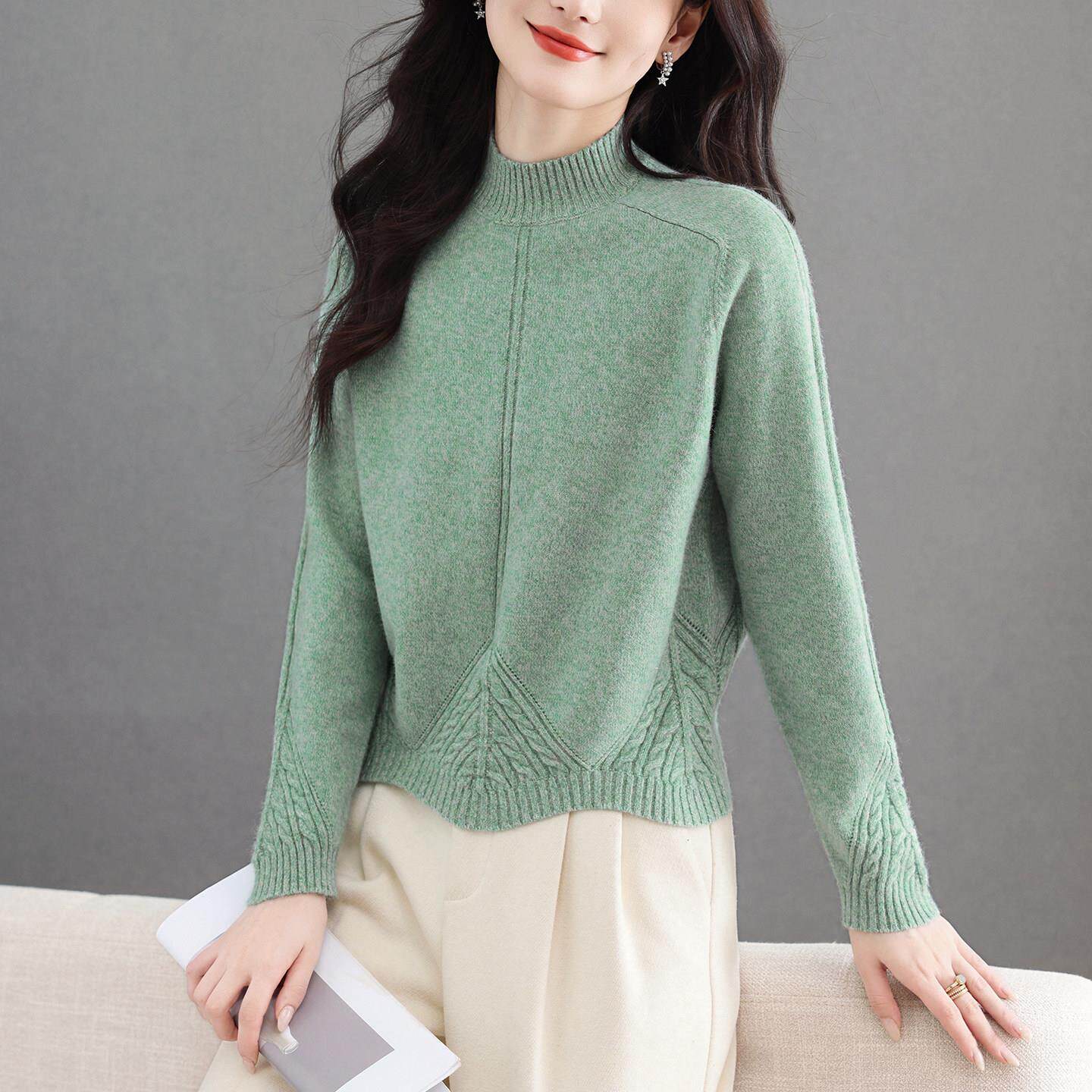 秋冬新款半高领毛衣女短款高腰小个子针织打底衫设计感配裙子上衣