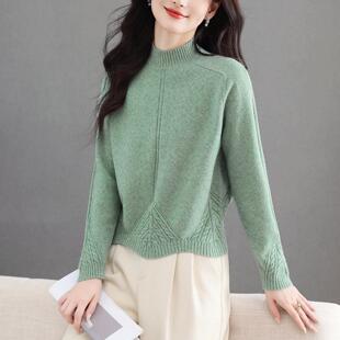 秋冬新款半高领毛衣女短款高腰小个子针织打底衫设计感配裙子上衣