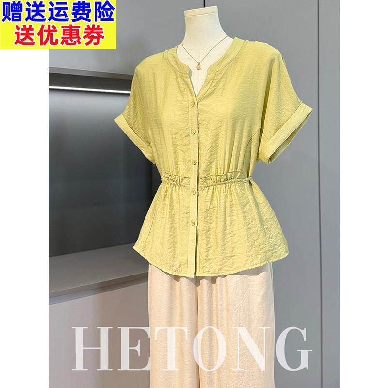 妈妈夏装时尚衬衫上衣2026新款中老年女装夏季短袖T恤小衫两件套