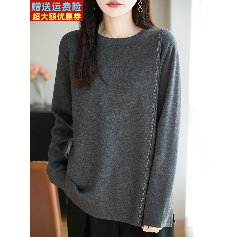 圆领打底衫时髦时尚洋气2025新款冬装上衣胖妹妹大码显瘦遮肉毛衣