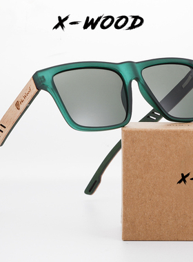 时尚男女士方框复古墨镜磨砂质感框木镜腿偏光太阳镜个性简约眼镜