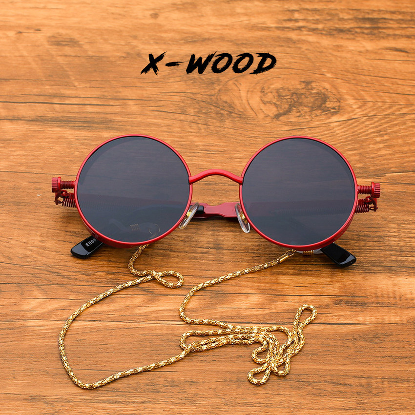 复古圆形框墨镜蒸汽朋克太阳眼镜男女个性网红嘻哈欧美街拍hiphop