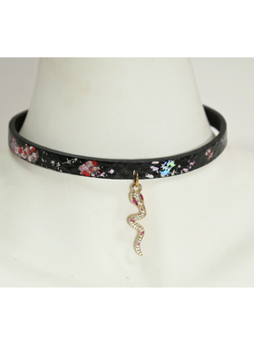 诊疗师手工定制 梦幻黑真皮项圈女颈环choker简约刻字情侣高级