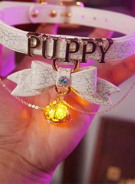 诊疗师手工定制 字母蝴蝶镂空吊坠项圈女m项链k9真皮牵引绳choker