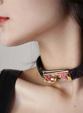 诊疗师手工定制 凯莉扣项圈真皮日常情侣颈链choker脖环k9女