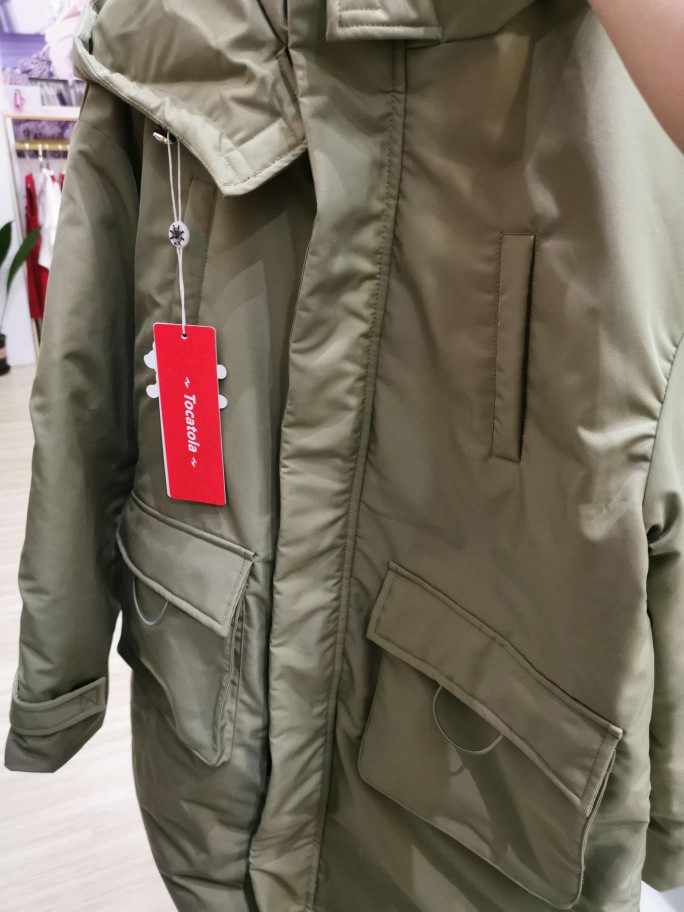 男童灰绿色羽绒长款外套儿童羽绒服冬款大口袋连帽