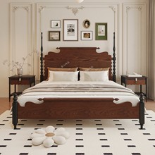 法式复古中古风实木床1.8米双人床全实木美式公主床现代简约婚床