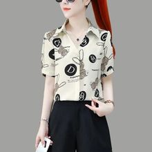 短袖雪纺衬衫女士2025夏季新款潮洋气时尚遮肚子小众上衣女式小衫