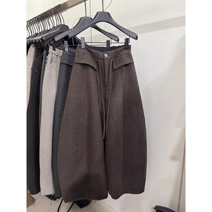 设计感加厚垂感阔腿弯刀裤女2026秋冬新款韩系显瘦加绒休闲气球裤