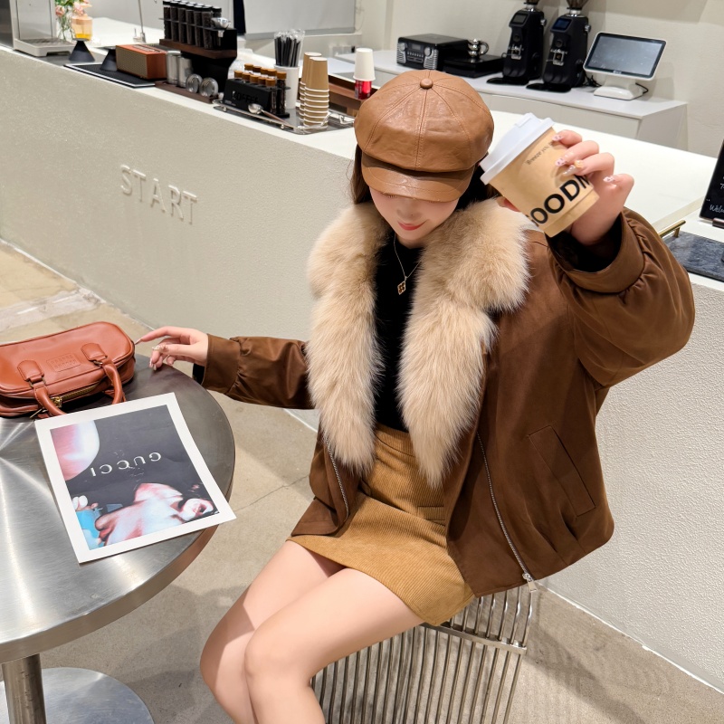 真狐狸毛皮草鹅绒内胆外套小