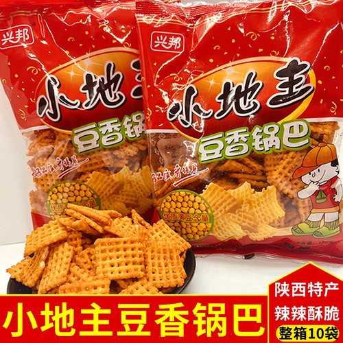 陕西特产麻辣香酥小地主锅巴豆香锅巴香脆麻辣175g装即食零食