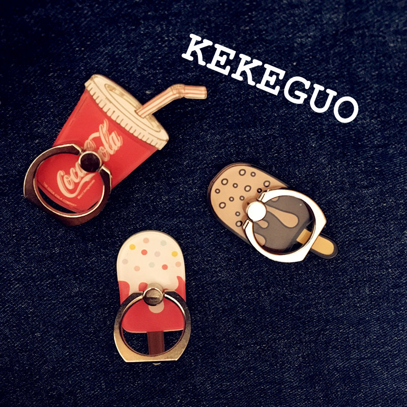 手机指环支架扣可乐冰激凌手机支架可爱黏贴适用于苹果华为手机