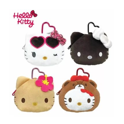 日系卡通可爱hellokitty毛绒刺绣爱心扣收纳包耳机包零钱包口红包
