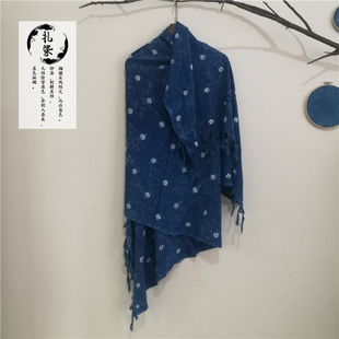 扎染围巾披肩云南大理白族手工特色民族风送礼板蓝根蓝染围巾披肩