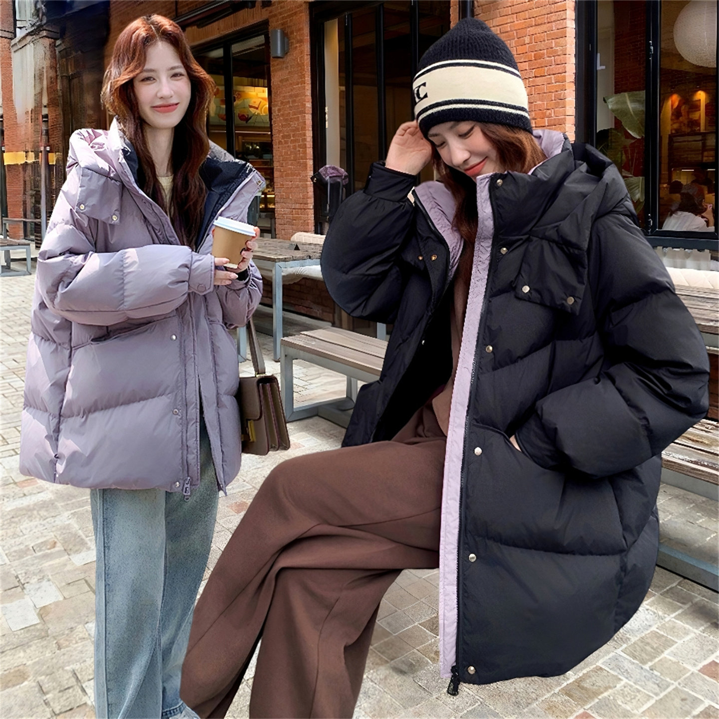 大码女装加肥胖mm羽绒服女新款加厚外套撞色时尚连帽保暖防寒服潮,女装/女士精品,羽绒服,淘宝优惠券,粉丝福利购,淘宝优惠卷