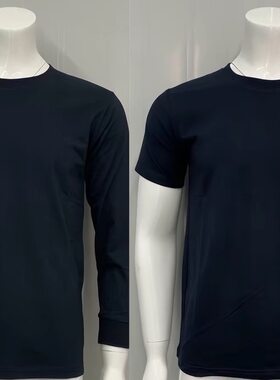 单位夏季圆领莫代尔棉短袖作训T恤春秋黑色棉保安训练衫长袖体恤