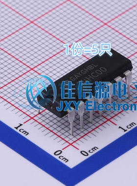 逻辑门 74HC00N HGSEMI(华冠) DIP-14 全新(5只装)